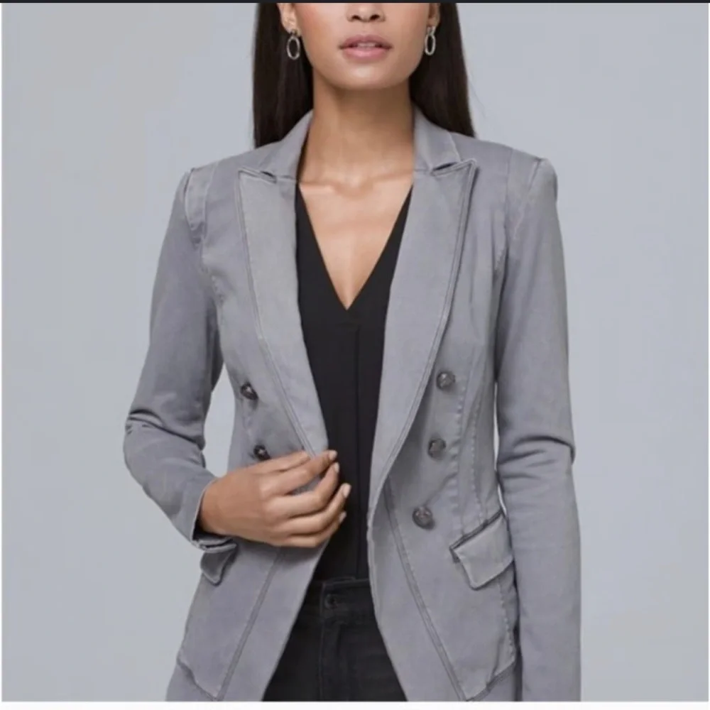 White House Black Market Taupe Blazer with Silver Buttons - Picture 1 of 9